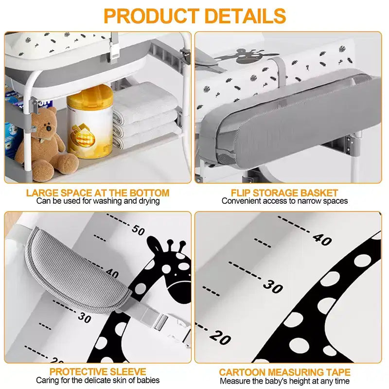 Foalom 2-in-1 Baby Changing Table and Bath Tub,Foldable Design and Storage for Newborn Care.