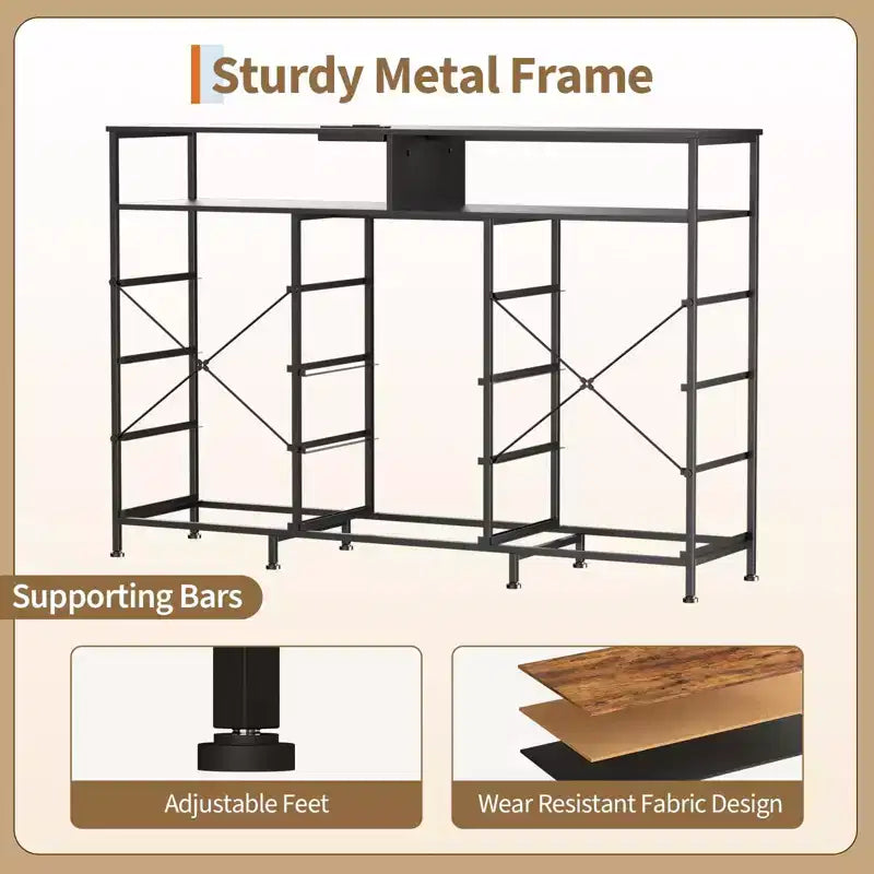 Dresser with Charging Station, Dresser for Bedroom w/11 Drawers, TV Stand Storage w/LED Light for 55 TV, Modern Chest of Drawers for Closet