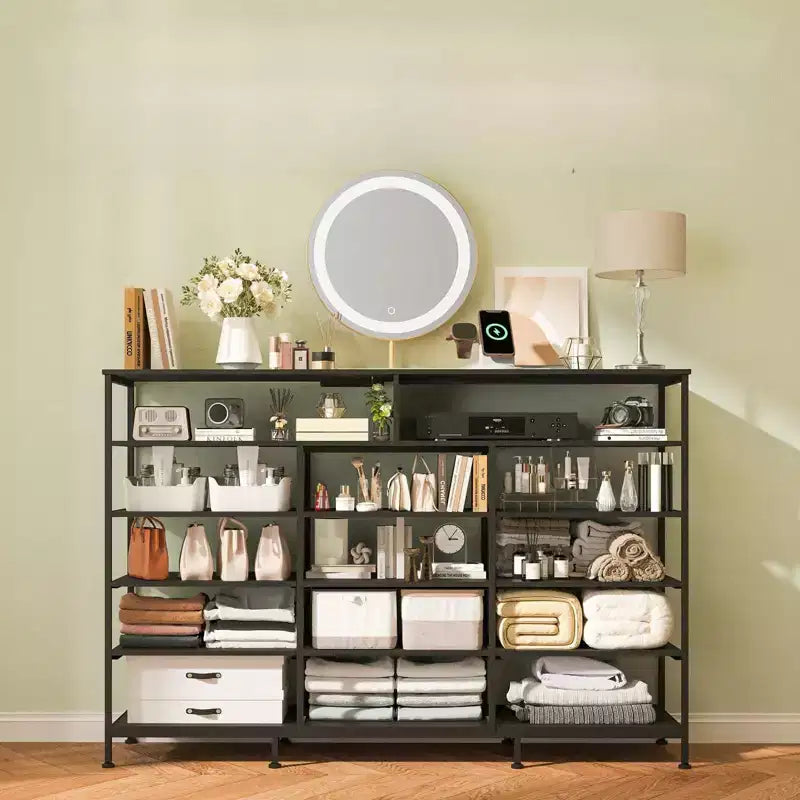 Dresser with Charging Station, Dresser for Bedroom w/11 Drawers, TV Stand Storage w/LED Light for 55 TV, Modern Chest of Drawers for Closet