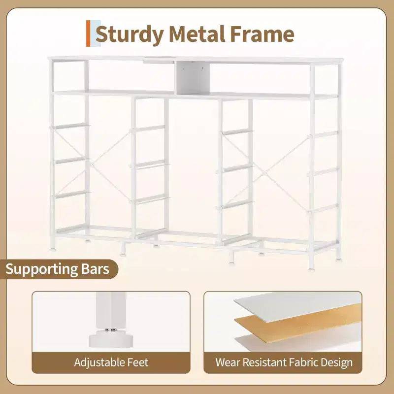 Dresser with Charging Station, Dresser for Bedroom w/11 Drawers, TV Stand Storage w/LED Light for 55 TV, Modern Chest of Drawers for Closet