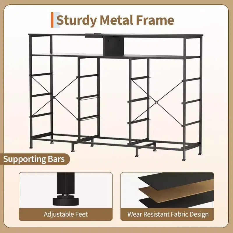 Dresser with Charging Station, Dresser for Bedroom w/11 Drawers, TV Stand Storage w/LED Light for 55 TV, Modern Chest of Drawers for Closet