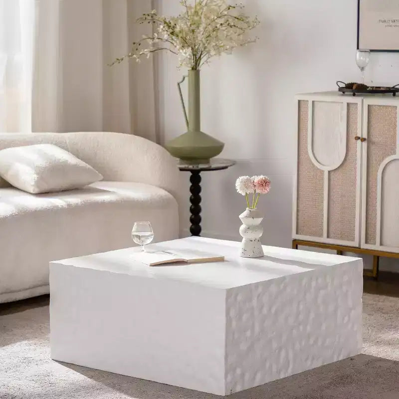 Square Coffee Table with Modern Color Combination for Living Room, No Assembly Needed