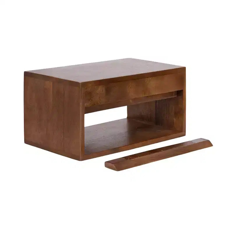 Kate and Laurel Reid Floating Wood Side Table with Open Storage, 18x10x9, Walnut Brown
