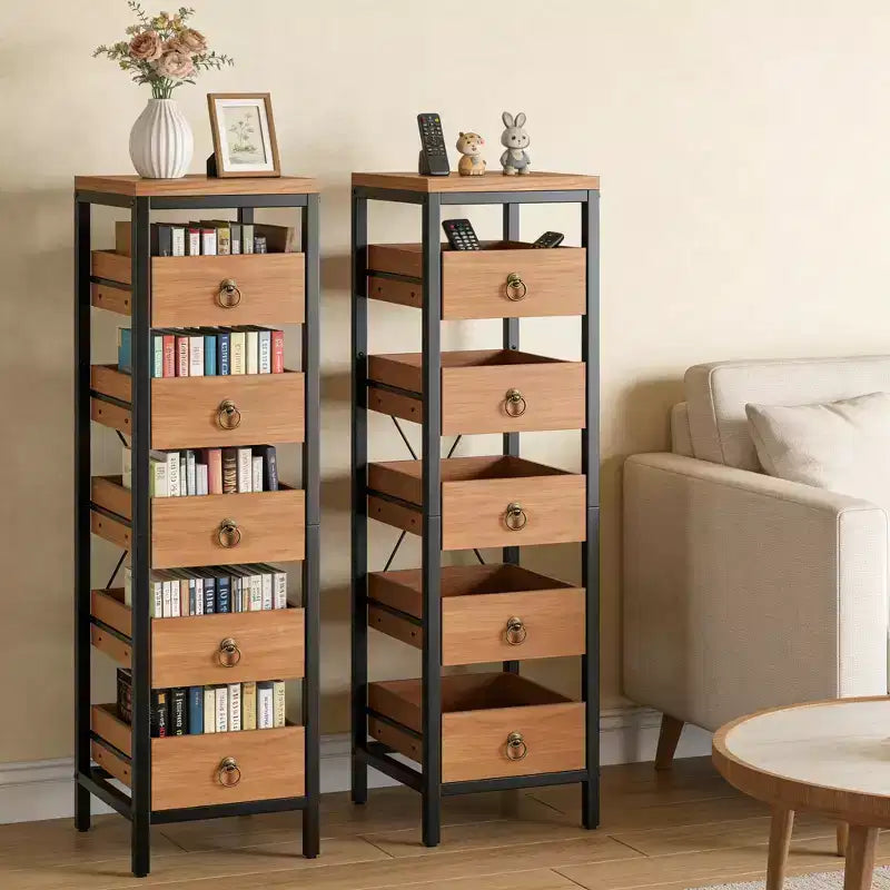 5-Tier Narrow Storage Drawers with 5 Pull-Out Drawers Basket for Kitchen Living Room Bathroom