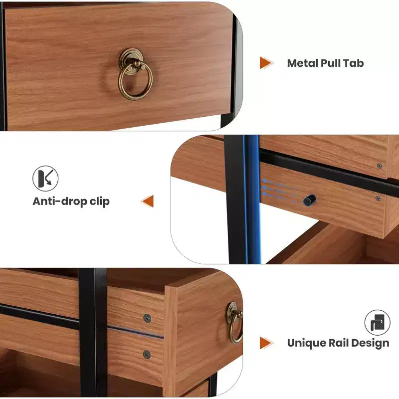 5-Tier Narrow Storage Drawers with 5 Pull-Out Drawers Basket for Kitchen Living Room Bathroom