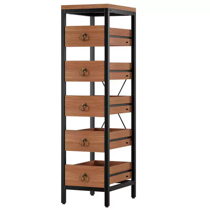5-Tier Narrow Storage Drawers with 5 Pull-Out Drawers Basket for Kitchen Living Room Bathroom