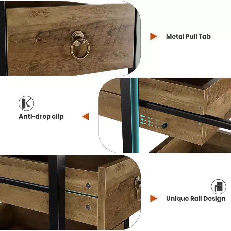 5-Tier Narrow Storage Drawers with 5 Pull-Out Drawers Basket for Kitchen Living Room Bathroom