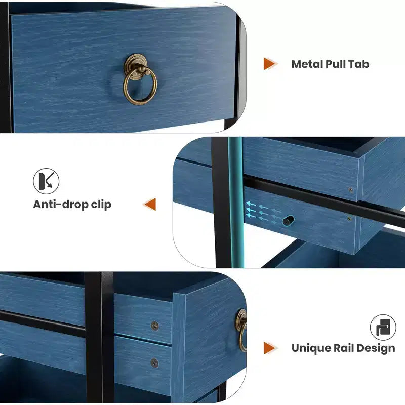 5-Tier Narrow Storage Drawers with 5 Pull-Out Drawers Basket for Kitchen Living Room Bathroom