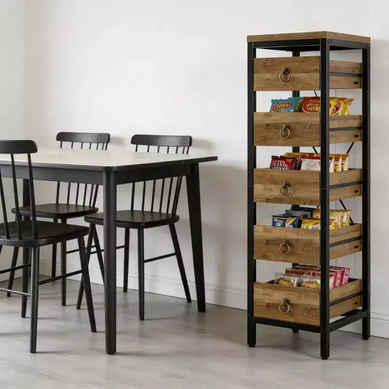 Tiroirs de rangement étroits à 5 niveaux avec 5 paniers coulissants pour cuisine, salon, salle de bain