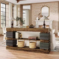 Lantine 63-Inch Farmhouse Console Table, 3-Tier Entryway Table with Storage for Living Room, Hallway, Foyer, Vintage Brown & Gray