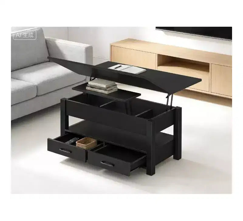 COZONY 39.4 Lift Top Coffee Table, Split Lift Design w/ 2 Drawers & Hidden Storage, Farmhouse Style