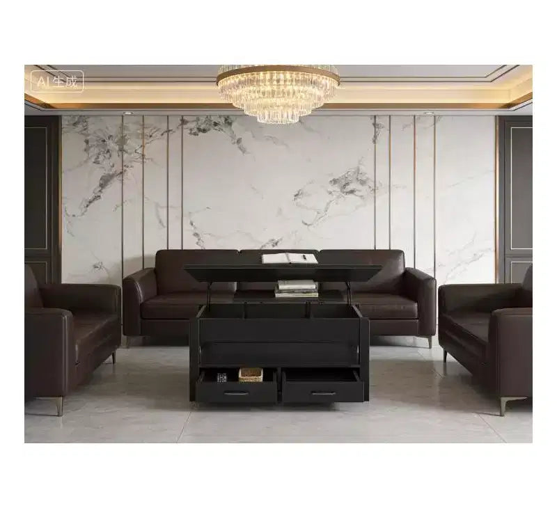 COZONY 39.4 Lift Top Coffee Table, Split Lift Design w/ 2 Drawers & Hidden Storage, Farmhouse Style