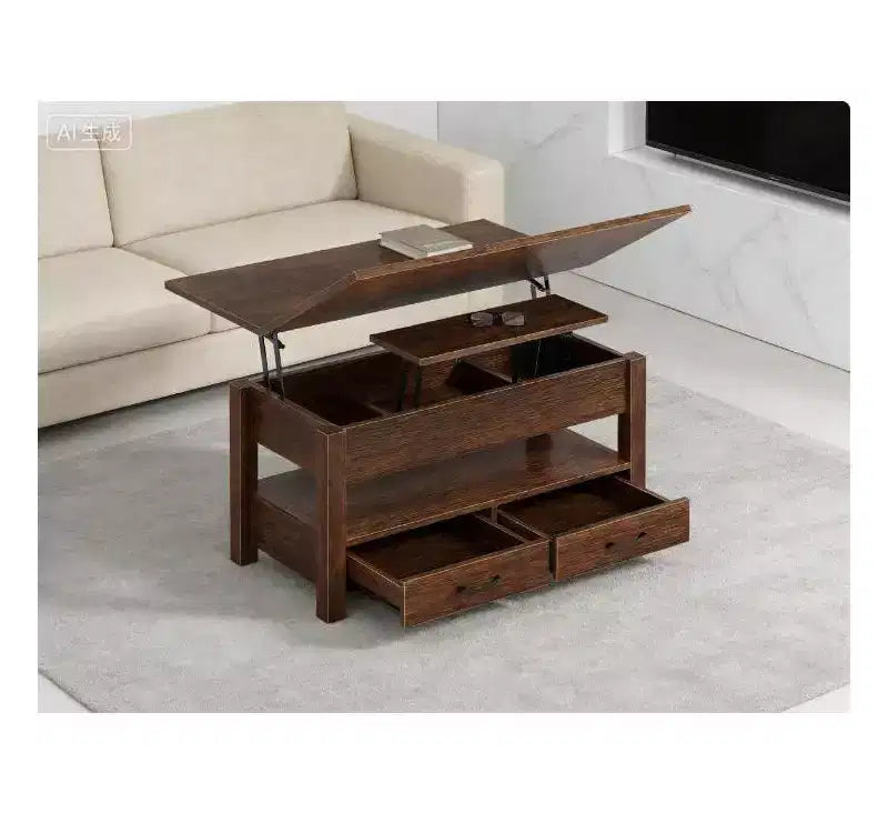 COZONY 39.4 Lift Top Coffee Table, Split Lift Design w/ 2 Drawers & Hidden Storage, Farmhouse Style