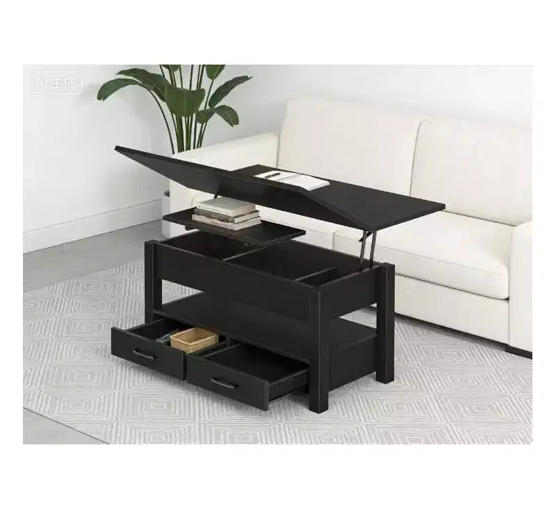 COZONY 39.4 Lift Top Coffee Table, Split Lift Design w/ 2 Drawers & Hidden Storage, Farmhouse Style