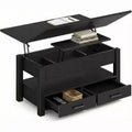 COZONY 39.4 Lift Top Coffee Table, Split Lift Design w/ 2 Drawers & Hidden Storage, Farmhouse Style