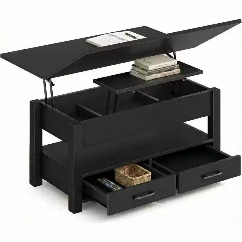 COZONY 39.4 Lift Top Coffee Table, Split Lift Design w/ 2 Drawers & Hidden Storage, Farmhouse Style