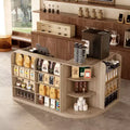 Hitow Light Wood Retail Cash Register & Reception Counter with Display Shelves