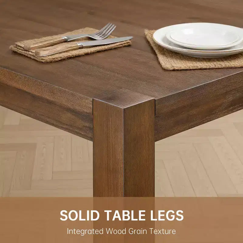 Modern 60 Expandable Dining Table with Hidden Center Leaf, Ash Wood Veneer, Adjustable Feet, Accommodate Seats 68,For Dining Room - Morden Fort