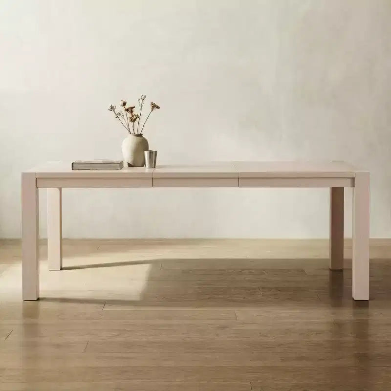 Modern 60 Expandable Dining Table with Hidden Center Leaf, Ash Wood Veneer, Adjustable Feet, Accommodate Seats 68,For Dining Room - Morden Fort