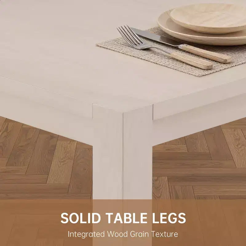 Modern 60 Expandable Dining Table with Hidden Center Leaf, Ash Wood Veneer, Adjustable Feet, Accommodate Seats 68,For Dining Room - Morden Fort