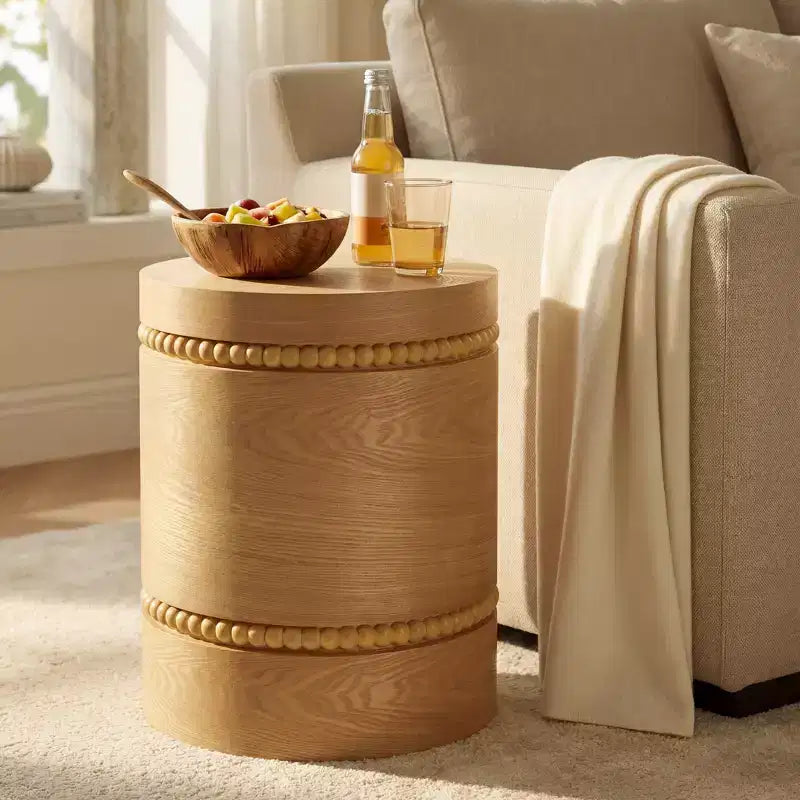 Christopher Knight Home Pranav Modern Wooden End Table with Cylindrical Design