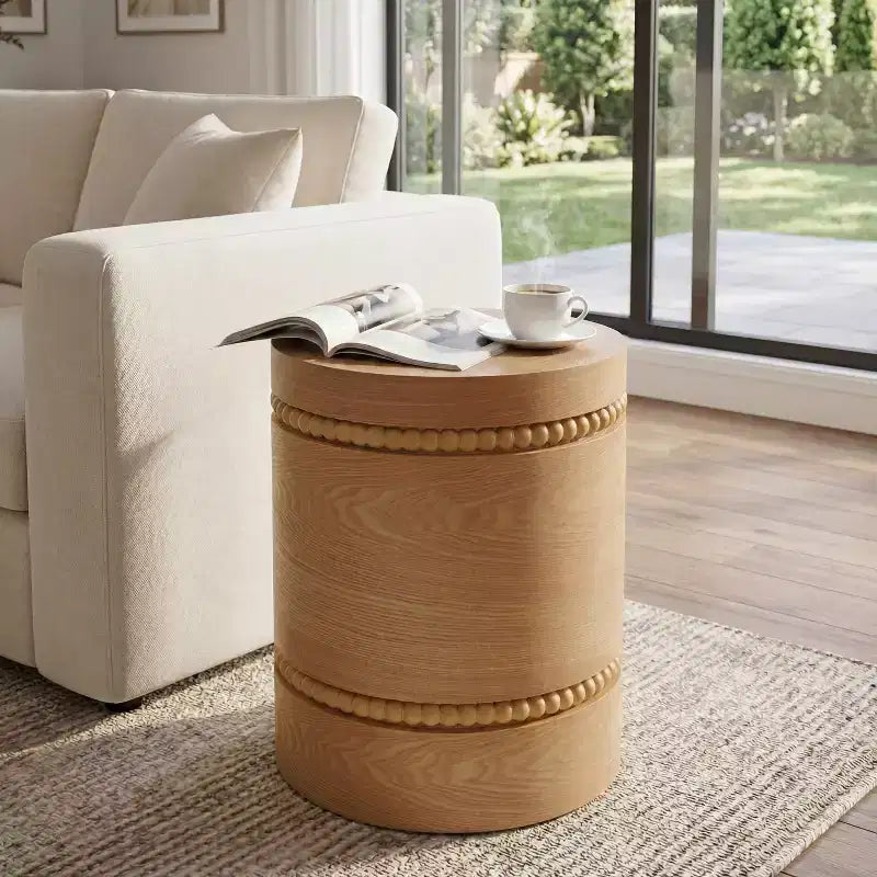 Christopher Knight Home Pranav Modern Wooden End Table with Cylindrical Design