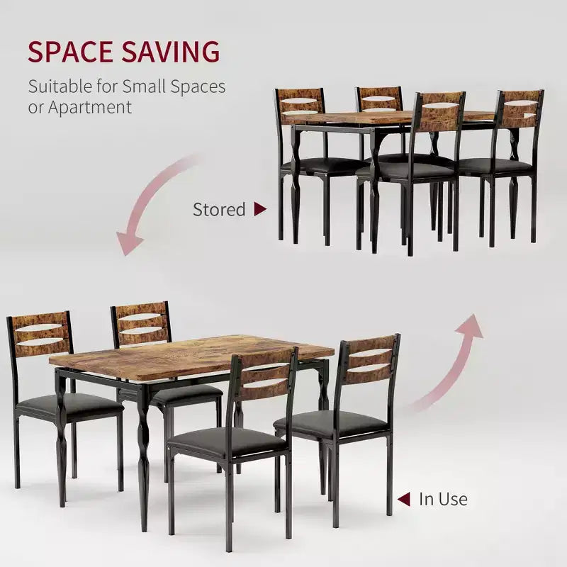 5 Piece Dining Table Set, Industrial Style Dining Table and Chairs Set for 4, Kitchen Table Set for Dining Room Kitchen Apartment