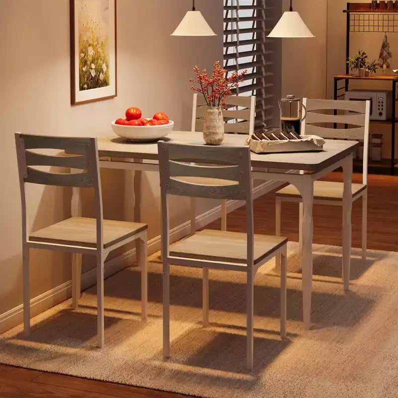 5 Piece Dining Table Set, Industrial Style Dining Table and Chairs Set for 4, Kitchen Table Set for Dining Room Kitchen Apartment