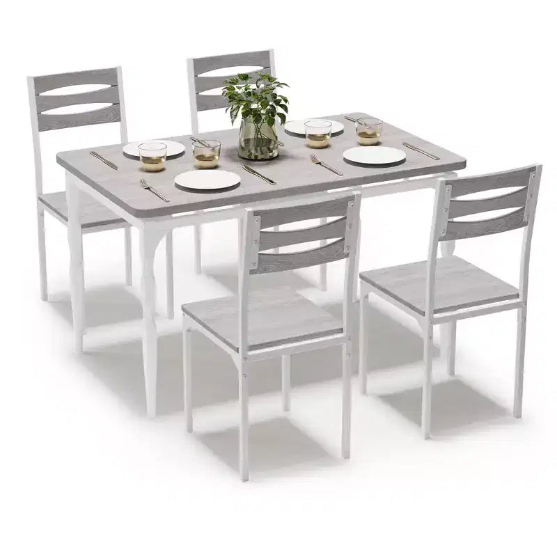5 Piece Dining Table Set, Industrial Style Dining Table and Chairs Set for 4, Kitchen Table Set for Dining Room Kitchen Apartment