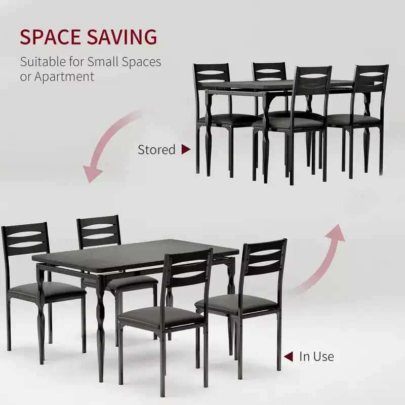 5 Piece Dining Table Set, Industrial Style Dining Table and Chairs Set for 4, Kitchen Table Set for Dining Room Kitchen Apartment