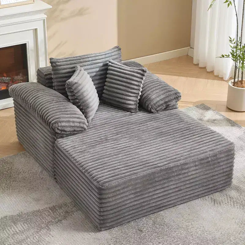 48.8'' Corduroy Chaise Lounge Chair Indoor, Boneless Sofa Bed, Oversized Sleeper Sofa, Cloud Couch Reading Chair for Living Room, No Assembly