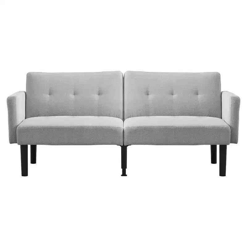 75.5 Convertible Futon Sofa Bed, PU Leather Upholstered Futon Couch with Strong Legs, Mid Century Sleeper Sofa, Comfy Loveseat for Living Room