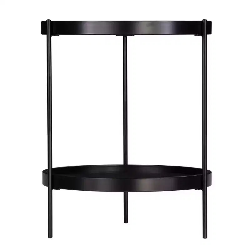 HomeRoots 24 Black Manufactured Wood And Iron Round End Table With Shelf