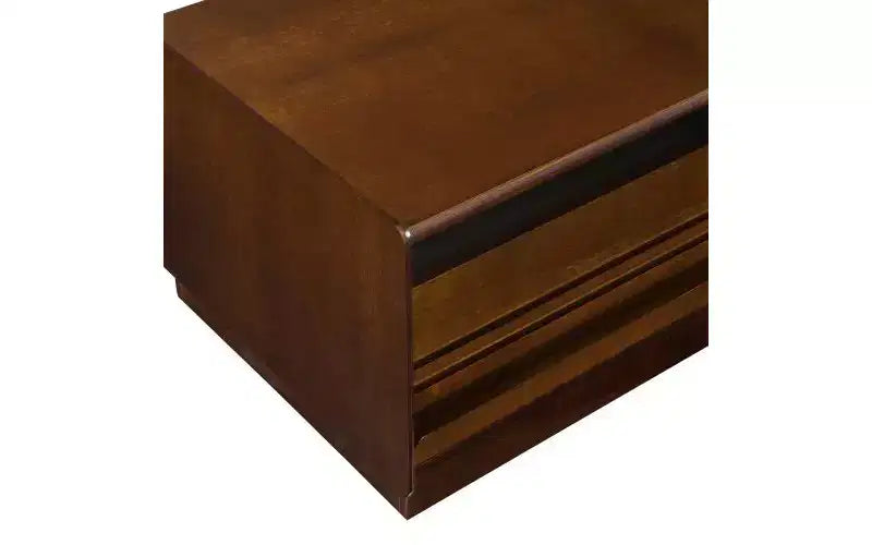 JVNOXK 47.2-inch Modern Wooden Rectangular Coffee Table with 4 Drawers and 2 Display Shelves, Tempered Glass Top, Suitable for Living Room, Brown