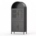 Arched Cabinet with Glass Doors, Metal Kitchen Pantry, Modern Display Bookcase for Living Room, Dining Room or Kitchen