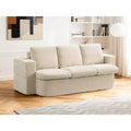 KERDOM 3 Seater Folding Sofa Bed, Memory Foam Sofa Couch With Pillows, High Density Foam Mattress for Living Room, Beige
