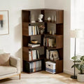 6 Tier Corner Bookshelf, 66H L-Shaped Display Corner Bookcase with Baffle, Wooden Freestanding Open Bookshelf for Home Office, Living Room, Bedroom