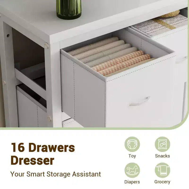 Dresser, 15 Drawers Tall Fabric Storage Tower Organizer Unit for Bedroom, Living Room