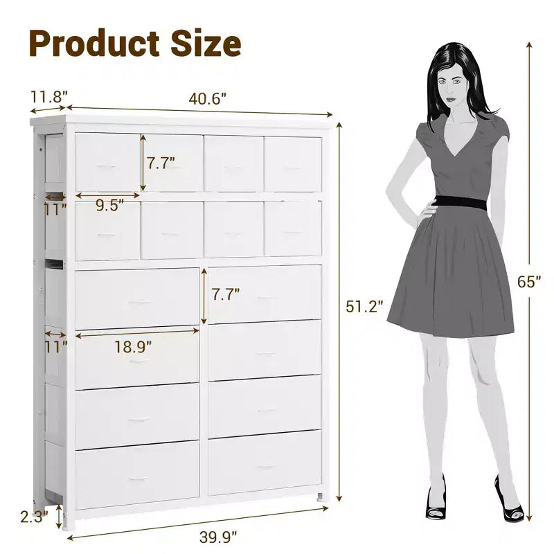 Dresser, 15 Drawers Tall Fabric Storage Tower Organizer Unit for Bedroom, Living Room