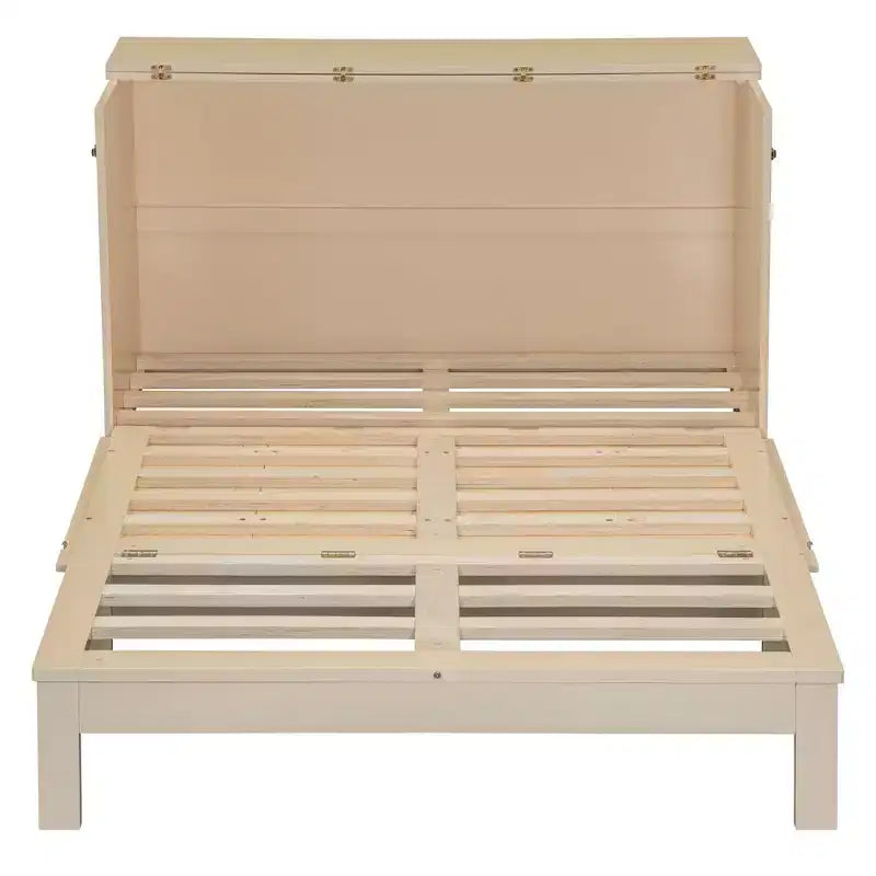 Luxystar Full Size Murphy Bed With Rattan Finish and Large Drawers