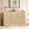 Luxystar Full Size Murphy Bed With Rattan Finish and Large Drawers