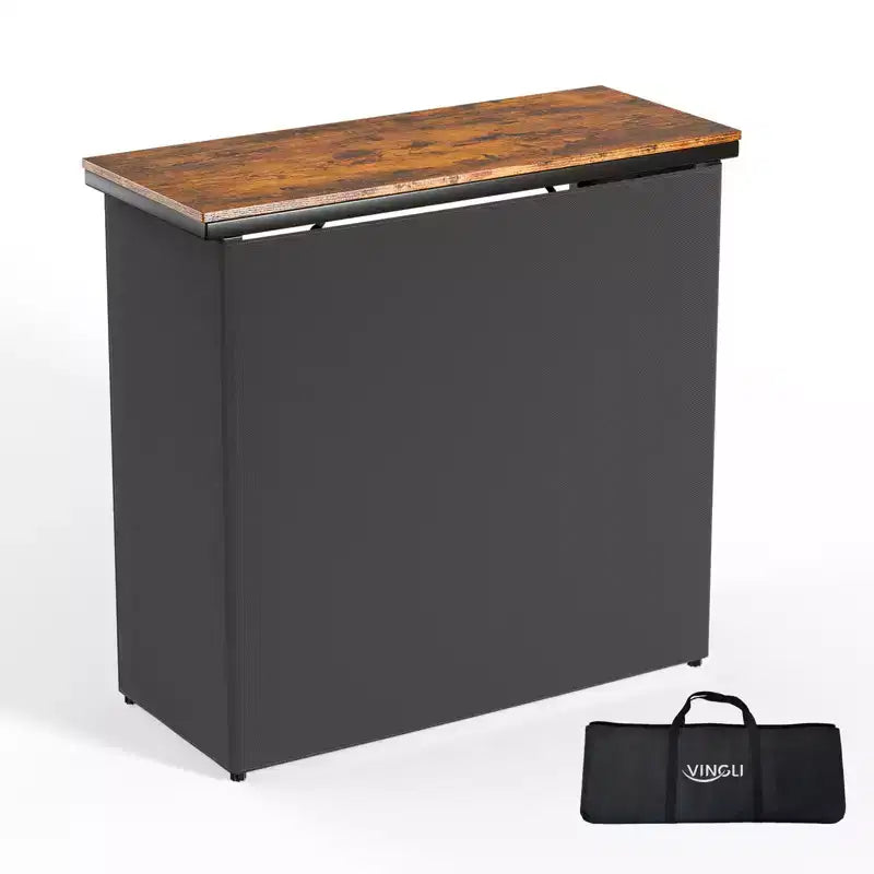 Karl Home 39''W Black Folding Bar Table With Storage Bag