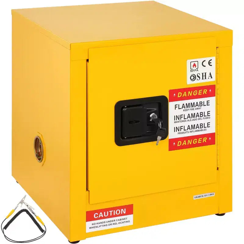 VEVOR Flammable Safety Cabinet, 11 Gal, Cold-Rolled Steel Flammable Liquid Storage Cabinet, 16.9 x 16.9 x 18.2 in Explosion Proof, Yellow