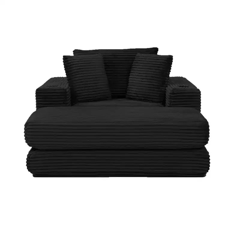 52 Boneless Chaise Lounge, Cloud-Style Single Sofa, 3-in-1 Corduroy Sleeper Sofa for Small Apartments, Living Room, or Bedroom-Panipeachy