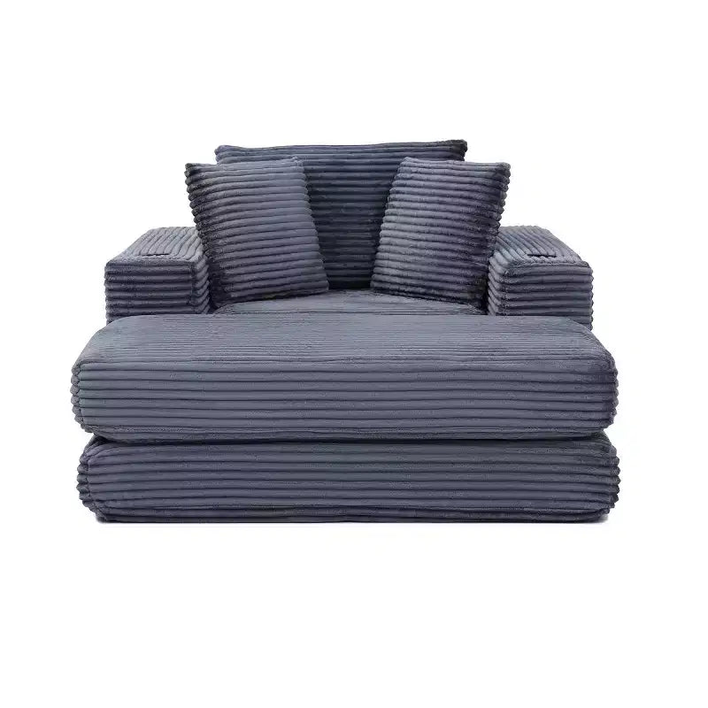 52 Boneless Chaise Lounge, Cloud-Style Single Sofa, 3-in-1 Corduroy Sleeper Sofa for Small Apartments, Living Room, or Bedroom-Panipeachy