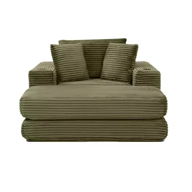 52 Boneless Chaise Lounge, Cloud-Style Single Sofa, 3-in-1 Corduroy Sleeper Sofa for Small Apartments, Living Room, or Bedroom-Panipeachy