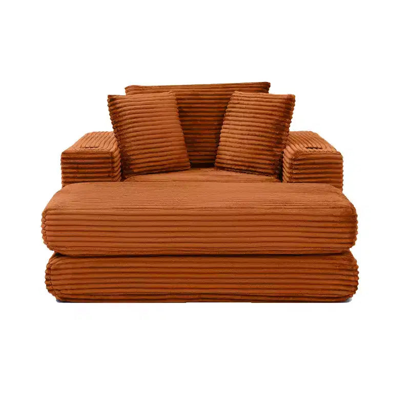 52 Boneless Chaise Lounge, Cloud-Style Single Sofa, 3-in-1 Corduroy Sleeper Sofa for Small Apartments, Living Room, or Bedroom-Panipeachy