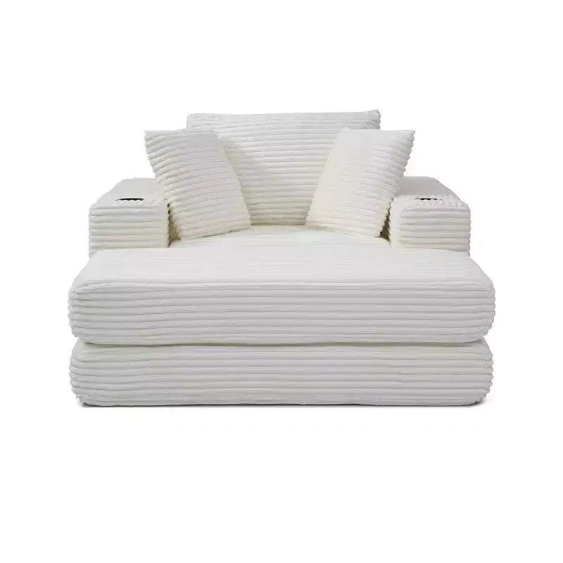 52 Boneless Chaise Lounge, Cloud-Style Single Sofa, 3-in-1 Corduroy Sleeper Sofa for Small Apartments, Living Room, or Bedroom-Panipeachy