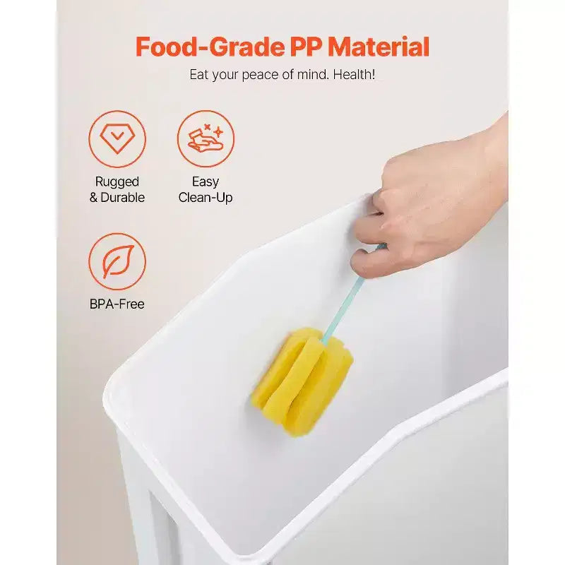VIYET 4.5Gal/20L 1Pack Airtight Food Storage Container, Wheels & Measuring Cup for Rice Pet Food Grain Flour,white