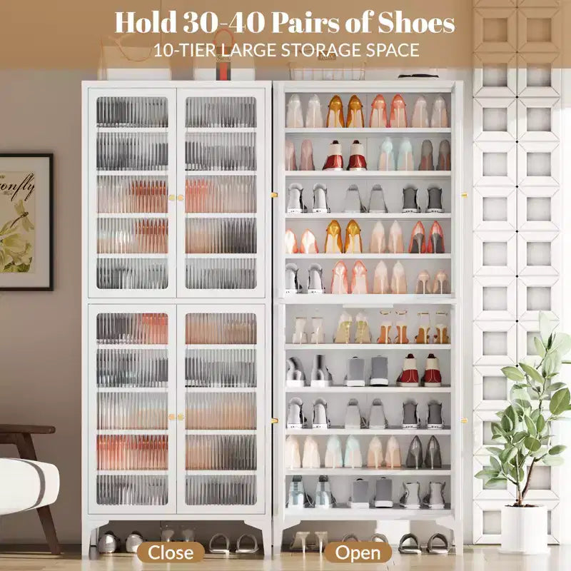 Bekrvio 71 Large Metal Shoe Cabinet with Doors, Adjustable Shelves, Shoe Closet Storage for Entryway Hallway Living Room